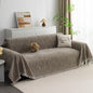 MYSKY HOME Boho Couch Cover Sand Sofa Covers with Tassel Farmhouse Sofa Slipcover Simple Couch Protector for Dogs Chenille Sectional Couch Covers L Shaped Couch Cushion Covers, 71"x 134"