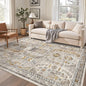 Madane 6x9 Area Rugs for Living Room, Stain Resistant Washable Rugs, Non-Slip Backing Area Rug, Vintage Home Decor Rug for Bedroom (Brown/Gold, 6'x9')