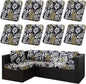 8Pcs Outdoor Cushion Covers, Patio Cushion Covers,Stretch Elastic Slipcovers, Replacement Washable & Reusable Furniture Protector for Patio Couch (Herbal-Pattern,Cover Only)