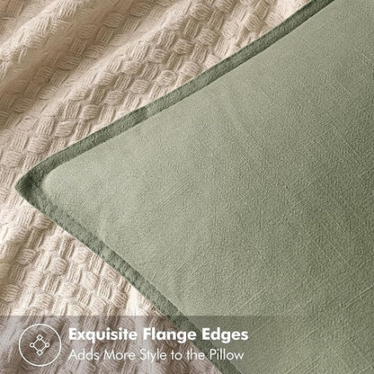 MIULEE Decorative Linen Pillow Covers 18x18 Inch Sage Green Boho Farmhouse Neutral Spring Couch Throw Pillows for Bed Pack of 2 Accent Modern Pillowcase Summer Sofa Livingroom Home Decor