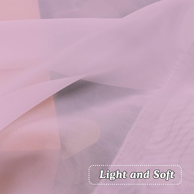 OVZME Light Pink Sheer Curtains 108 Inches Long, Light Filtering Semi Transparent Lightweight Voile Rod Pocket Window Curtains for Bedroom, Living Room, W42 x L108, Set of 2 Drape Panels