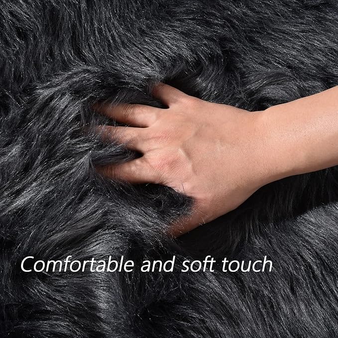 Latepis 5x8 Dark Grey Area Rug for Sofa Floor Bedroom Rugs Living Room Rugs Fluffy Fuzzy Rug for Entertainment Room Luxury Home Decor