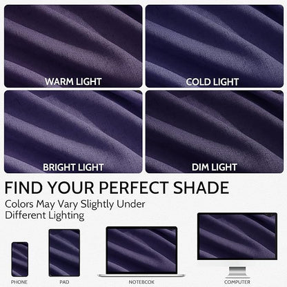 Extra Long Curtain Purple Morden Linen Blend Light Filtering Back Tab Curtains for Long Winodws 120 Inches Length, Semi Sheer Privacy Drapes for Living Room, 52x120 inch, 2 Panels
