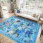 Washable Area Rug 8x10, Large Soft Rugs for Living Room Floral Blue Carpet 8x10 Area Rugs for Bedroom Dining Room Non-Slip Stain Resistant Under Table Rug (8 x 10, Blue Lawn)