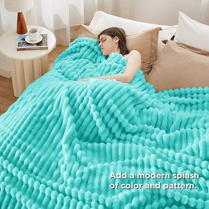 Bedsure GentleSoft Blue King Size Blanket for Bed - Cozy Soft Blankets for Women, Cute Small Fleece Throws for Girls, Birthday Gifts for Women Decor Gifts for Mom, Blue Fog, 108x90 Inches