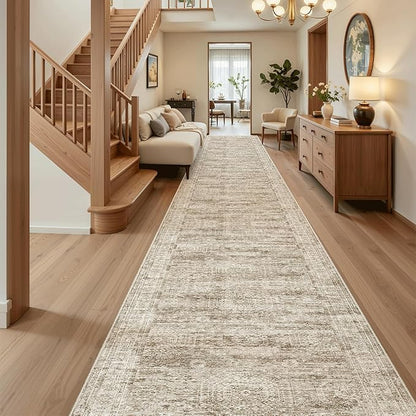3x20 Hallway Runner Rug - Extra Long Carpet Runners for Hallways 20ft Non Slip Stain Resistant Rugs Runner for Living Room Bedroom 20 Feet Floor Carpet for Kitchen, Brown
