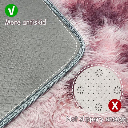 Tie-Dyed Blush 3x10 Machine Washable Runner Rugs for Hallway Soft Fluffy Shaggy Bedside Rugs for Bedroom Living Room Indoor Floor Carpet for Kids Girls and Boys Nursery Rooms Home Decor Aesthetic