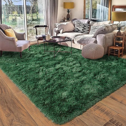 Rugs for Living Room 5x7, Soft Shaggy Modern Shag Area Rug for Bedroom, Upgrade Non-Slip Plush Fluffy Carpet for Kids Boys Girls Room Home Decor Aesthetic, Blackish Green