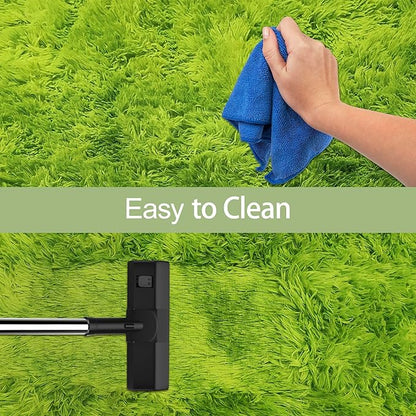 Tie-Dyed Runner Rug for Bedroom Green 2x10ft Fluffy Area Rug Bedside Runner Rug for Kids Room Boys Teens Nursery Baby Living Room Dorm Home Decor Carpets