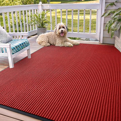 OLANLY Front Door Mat Indoor Outdoor Entrance, Waterproof Heavy Duty Doormat, Fade Resistant, Low Profile, Easy Clean Patio Porch Welcome Floor Mats for Entry, 71x47, Red