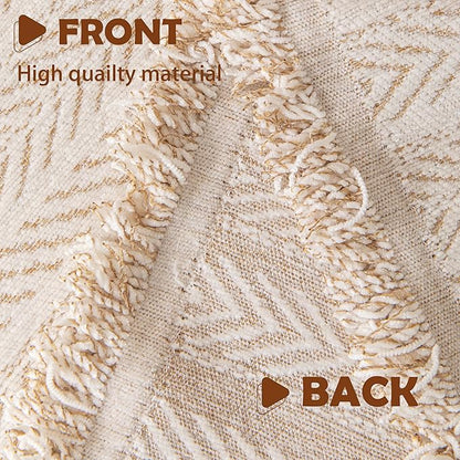 Boho Chenille Couch Cover for Dogs, Non Slip Sofa Cover, Couch Slipcover Covers for 3 Cushion, Furniture Protector with Tassels for Pets Washable, 71"x102", Fishbone Beige