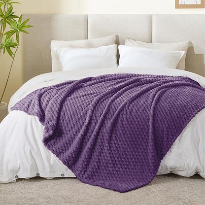 BEDELITE Fleece Blanket Twin Size for Bed Couch, 3D Jacquard Decorative Purple Throw, Soft and Cozy Warm Plush Fuzzy Blanket All Seasons Suitable, 60x80Inches