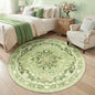 RELEANY Area Rugs 5ft Washable Non-Slip, Floral Vintage Distress Print Pattern Medallion Carpet for Living Room Bedroom Dining Room, Sage Green Yellow