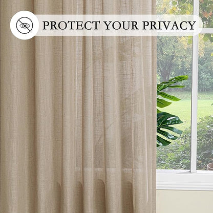 MYSKY HOME French Door Curtains for Closet Doorways, 72 Inches Long Taupe Semi Sheer Drapes Light Filtering Curtain Panels Elegant Look for Classroom/Guestroom Windows, 50" x 72", Taupe, 2 PCs