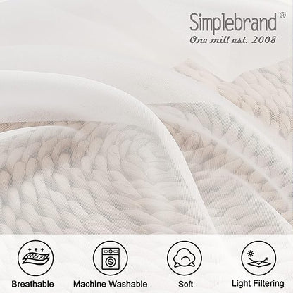 Simplebrand Ivory Sheer Curtains 120 Inches Long, Extra Long Rod Pocket Solid Color Window Sheer Curtain Panels, Elegant Curtains & Drapes for Living Room, Bedroom 2 Panels (Ivory, 42" W x 120" L)