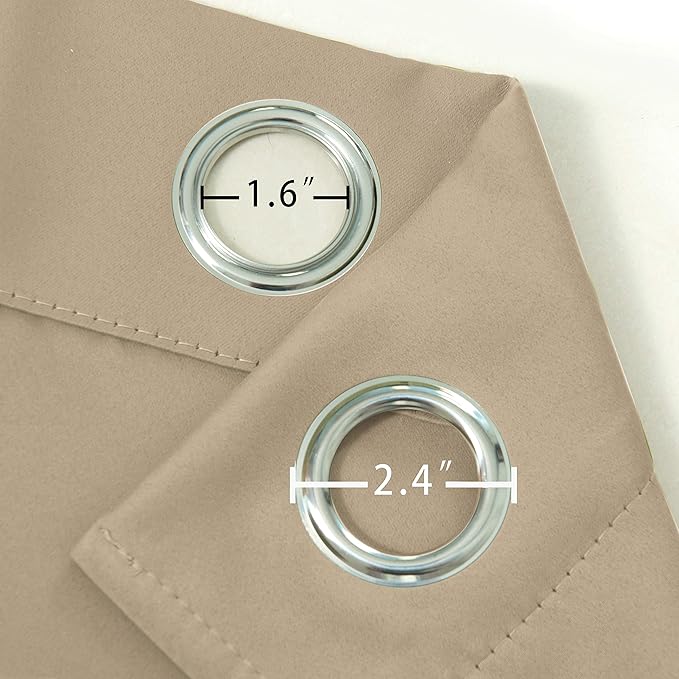 LEMOMO Blackout Curtains 52 x 84 Inch Long Beige Curtains Set of 2 Panels Room Darkening Curtains for Bedroom and Living Room