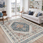 zesthome 5x7 Area Rugs - Ultra-Thin Washble Rug, Stain Resistant Anti Slip Backing Rugs for Living Room,Bedroom, Vintage Home Decor Area Rug (Navy Blue/Red,5'x7')