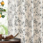 jinchan Linen Floral Curtains for Living Room 84 Inch Length Black Printed Flower Light Filtering French Country Curtain Farmhouse Cottage Core Toile Curtains Back Tab Window Drapes Set 2 Panels