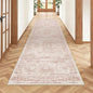 Rug Runners for Hallways Non Slip - 2x8 Runner Rug for Bedroom, Washable Runner with Rubber Backing, Soft Low-Pile Carpet for Kitchen, Laundry, Bathroom (2'x8', Pink/Ivory)
