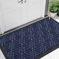 Smiry Front Door Mat Outside Entrance, Heavy Duty Sturdy Natural Rubber Doormat, Trap Dirt and Moisture, Easy Clean Low Profile Mats for Indoor Outdoor Entry, Grid Geometric (47x23, Navy Blue)