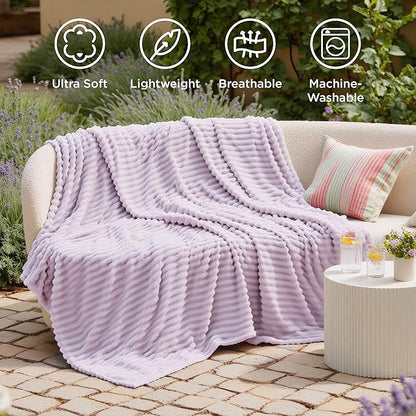 Bedsure GentleSoft Lavender Fog Fleece Blanket for Couch - Cozy Soft Blankets for Women, Cute Small Throws for Girls, 60x80 Inches