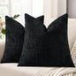 decorUhome Black Chenille Throw Pillow Covers 20x20 Set of 2 Textured Soft Cozy Slubby Couch Pillow Covers Modern Farmhouse Boho Decorative Pillow Cases for Bed Sofa Living Room