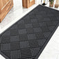OLANLY Front Door Mat Outside Entrance 59x23, Absorbent, Heavy Duty Sturdy Natural Rubber Doormat Indoor Outdoor, Stain and Fade Resistant, Non-Slip Low Profile Floor Mat for Entryway, Black Diamond