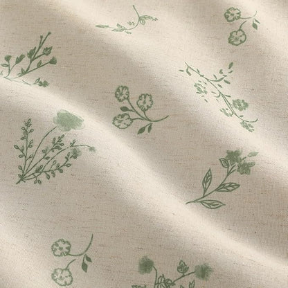 Boho Floral Spring 100% Blackout Curtains 84 Inch Length 2 Panels Set, Linen Texture Farmhouse Curtains with Beige Tassel for Living Room Bedroom, Vintage Rustic Rod Pocket,Green