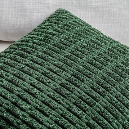 Fancy Homi 4 Packs Hunter Green Decorative Throw Pillow Covers 20x20 Inch for Couch Bed Sofa, Forest Green Boho Home Decor, Soft Plush Corduroy Cute Emerald Green Square Cushion Case 50x50 cm