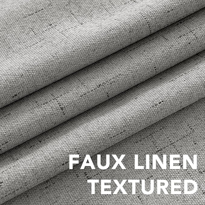 H.VERSAILTEX Linen Blackout Curtains 72 Inches Long 100% Blackout Thermal Insulated Textured Linen Look Curtain Draperies Anti-Rust Grommet, Energy Saving with White Liner, 2 Panels, Dove Gray