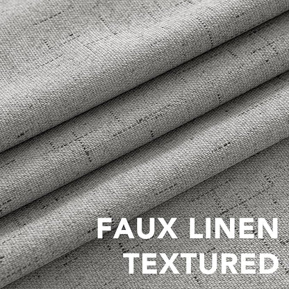 H.VERSAILTEX Linen Blackout Curtains 96 Inches Long, 100% Absolutely Blackout Thermal Insulated Textured Linen Look Curtain Draperies for Living Room with White Liner, 2 Panels, Dove Gray