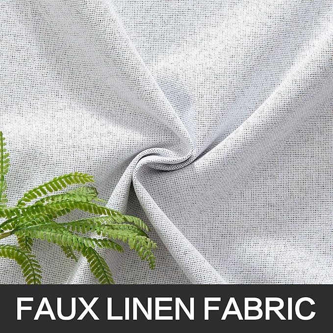 MIULEE Linen Blackout Curtains for Bedroom Solid 100% Blackout Thermal Insulated Grayish White Curtains Grommet Room Darkening Curtains/Drapes for Living Room 42x84 Inch (2 Panels)