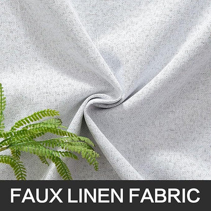 MIULEE Linen Blackout Curtains for Bedroom Solid 100% Blackout Thermal Insulated Grayish White Curtains Grommet Room Darkening Curtains/Drapes for Living Room 42x84 Inch (2 Panels)