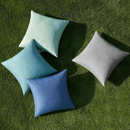 MIULEE Pack of 4 Decorative Outdoor Throw Pillow Covers Linen Waterproof Pillow Covers Farmhouse Cushion Cases for Patio Garden Tent Balcony Couch Sofa 18x18 inch Blue