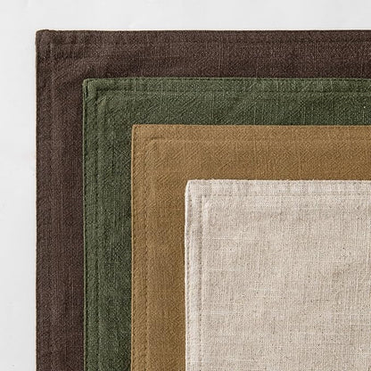 MIULEE Neutral Green/Brown Linen Pillow Covers Pack of 4 Decorative Natural Solid Throw Pillow Covers Soft Accent Boho Farmhouse Couch Pillowcases Spring Decors for Living Room Bed Sofa 24x24 Inch