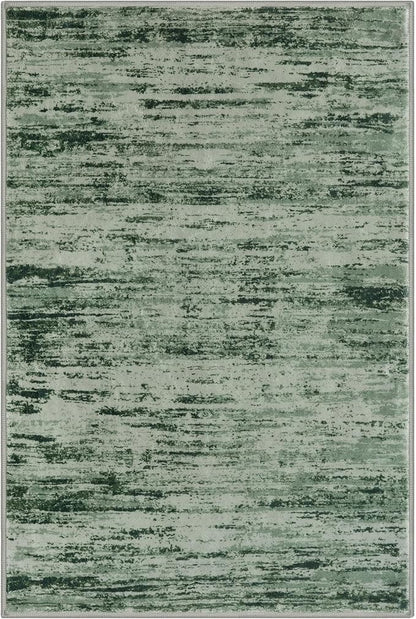Lansny Modern Abstract Entryway Rug Indoor 2x3 Washable Rug Non-Slip Soft Small Area Rug Forest Green Kitchen Mats Thin Print Faux Wool Floor Carpet Throw Rugs for Entrance Bedroom