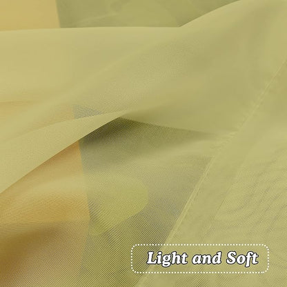 OVZME Mustard Yellow Sheer Curtains 108 Inches Long, Light Filtering Airy Transparent Lightweight Voile Rod Pocket Window Curtains for Bedroom, Living Room, W42 x L108, Set of 2 Drape Panels