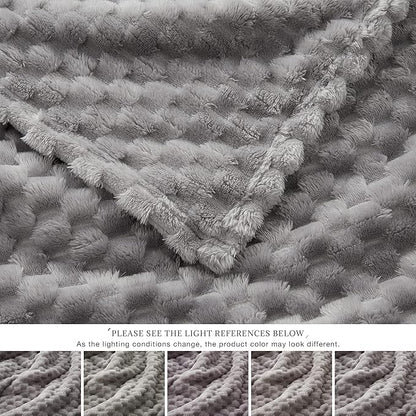 EXQ Home Fleece Blanket Twin Size for Couch or Bed - 3D Imitation Turtle Shell Jacquard Decorative Blankets - Cozy Soft Lightweight Fuzzy Flannel Blanket Suitable for All Seasons(60"×80",Light Grey)