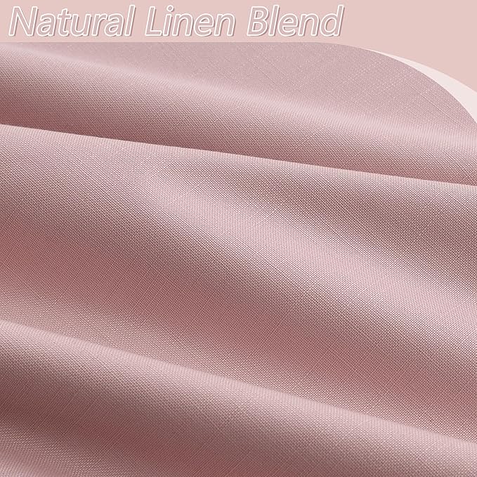 Guken Pink 100% Blackout Linen Curtains 108 Inch 2 Panels Set for Girl's Bedroom, Living Room, Nursery, Back Tab/Rod Pocket Thermal Insulated Black Out Drapes Room Darkening Farmhouse Window Curtains