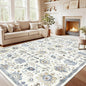 AMADA HOMEFURNISHING 8x10 Washable Area Rug, Low-Profile Large Area Rug with Non-Slip Backing & Durable Edge Binding, Vintage Large Rugs for Living Room, Bedroom, Dinning Room