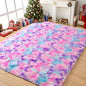 Tepook Soft Rainbow Rug for Girls Room, Cute Fluffy Girls Bedroom Rugs, 4x6 Feet Shaggy Princess Rug Colorful Carpet for Kids Teens Toddler Playroom Nursery Reading Nook, Hot Pink