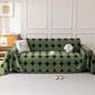 Boho Chenille Couch Cover for Dogs, Non Slip Sofa Cover, Couch Slipcover Covers for 3 Cushion, Furniture Protector with Tassels for Pets Washable, 71"x118", Circle Green