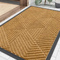 Smiry Front Door Mat Outside Entrance, Heavy Duty Sturdy Natural Rubber Doormat, Trap Dirt and Moisture, Easy Clean Low Profile Welcome Floor Mats for Indoor Outdoor Entry, 35X23 Inch, Creamy Yellow