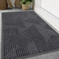 Smiry Front Door Mat Outside Entrance, Heavy Duty Sturdy Natural Rubber Doormat, Trap Dirt and Moisture, Easy Clean Low Profile Mats for Indoor Outdoor Entry, Irregular Triangle (59x24, Medium Grey)