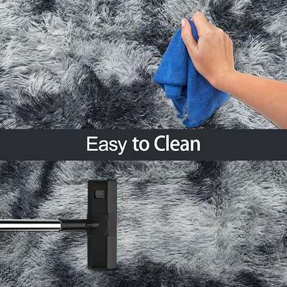 Tie-Dyed Dark Grey 3x10 Machine Washable Runner Rugs for Hallway Soft Fluffy Shaggy Bedside Rugs for Bedroom Living Room Indoor Floor Carpet for Kids Girls and Boys Nursery Rooms Home Decor Aesthetic