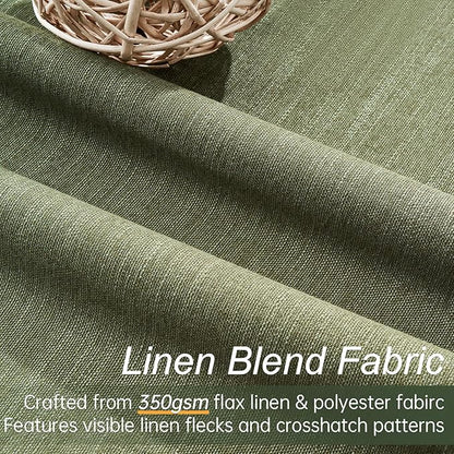 Topfinel Dark Green Curtains 86 Inches Long 2 Panels Set 100% Blackout Linen Curtains for Living Room Heat Preservation Vintage Drapes for Bedroom Back Tab Pleated (Olive,2Panels W52 xL86)