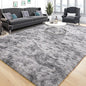 Tepook Soft Fluffy Rugs for Bedroom, 4x6 Area Rug for Living Room, Modern Shaggy Room Rug for Kids Boys Girls, Plush Throw Rugs Indoor Nursery Home Decor Rug with Non-Slip Bottom, Tie-dye Light Grey