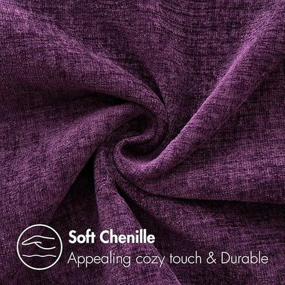 MIULEE Pack of 2 Couch Throw Pillow Covers 12x20 Inch Soft Plum Purple Chenille Lumbar Pillow Covers for Sofa Living Room Solid Dyed Cases