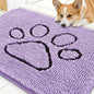 OLANLY Dog Door Mat for Muddy Paws 30x20, Paw Print Design, Absorbs Moisture and Dirt, Absorbent Non-Slip Washable Doormat, Quick Dry Chenille Mud Mat for Dogs, Entry Indoor Entryway Carpet, Lavender