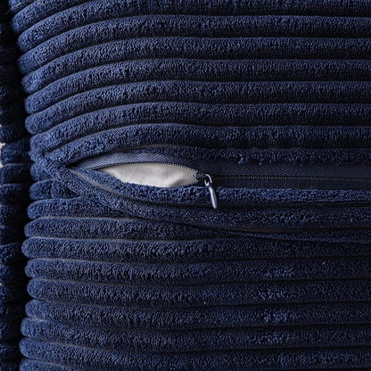 MIULEE Decorative Throw Pillow Covers for Couch Bed Livingroom 12x12 Inch Set of 2 Navy Blue Boho Accent Throw Pllows Broadside Striped Patchwork Soft Corduroy Summer Coastal Pillowcases